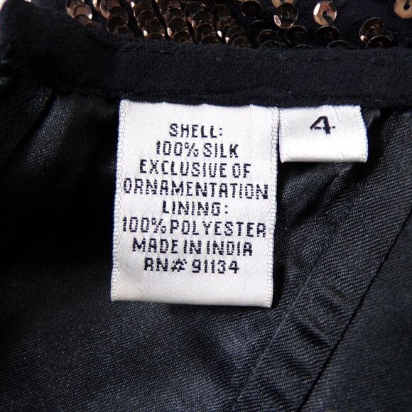 Scala Fitted Silk Cocktail Dress Gold Sequins in Geometric Patterns Sz 4 #934 - Picture 12 of 13